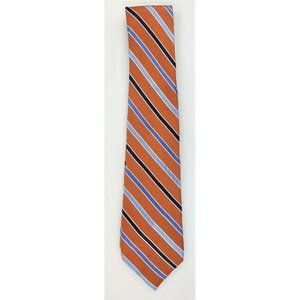 Chaps Orange Blue Stripe 100% Silk Men's Tie Handmade Classic Professional